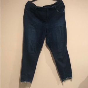 Dark Wash Old Navy Skinny Raw Hem Ankle Jeans